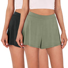 2 Pack Modal Soft Lounge Shorts Black+Sage Green - ododos