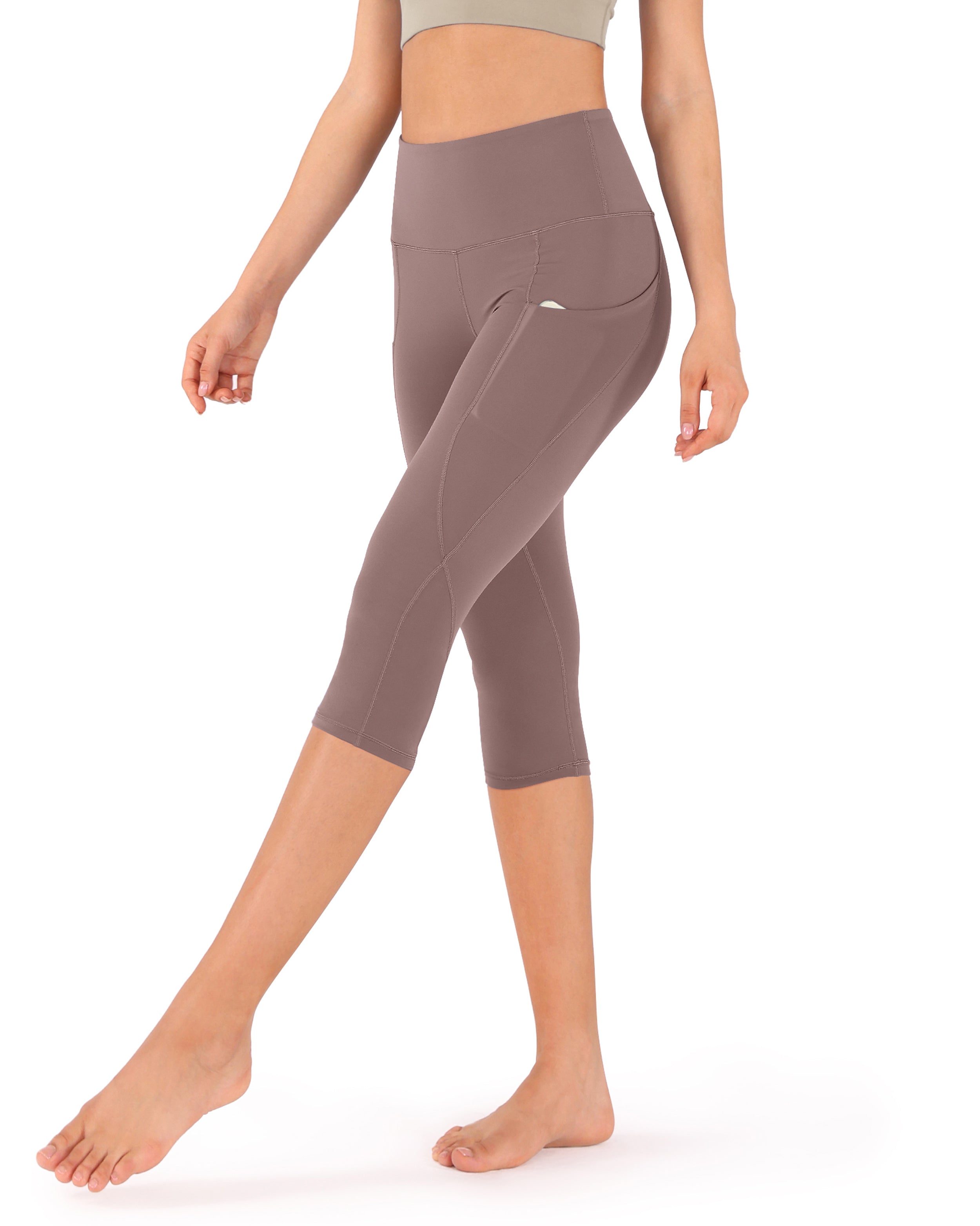 19" High Waist Yoga Capris with Pockets - ododos
