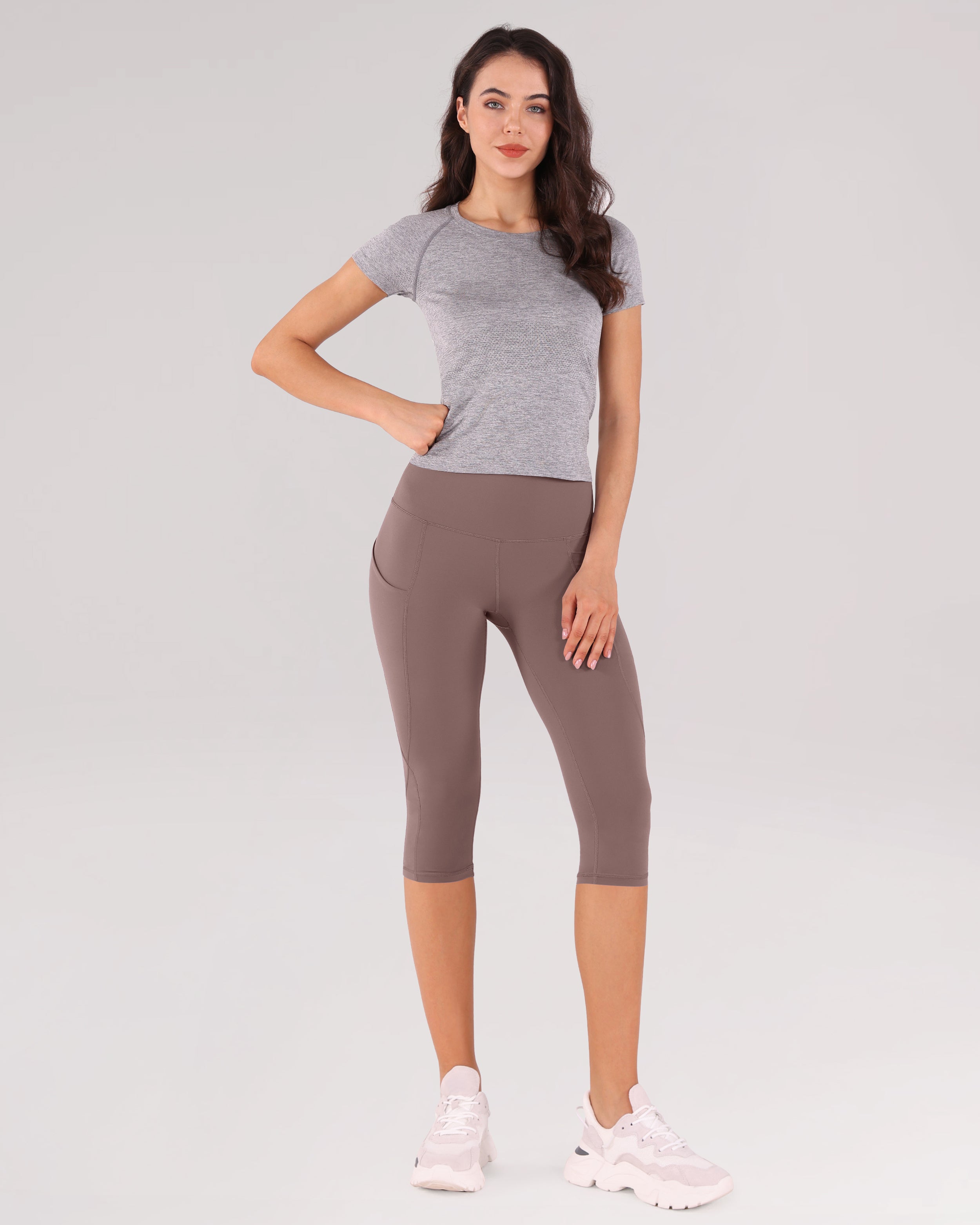 19" High Waist Yoga Capris with Pockets - ododos