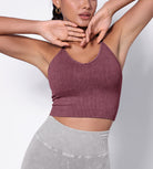 Seamless Strappy Sports Bra with Removable Pads - ododos