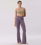Cloud Feeling 30" Crossover High Waist Flared Pants Ash Violet - ododos