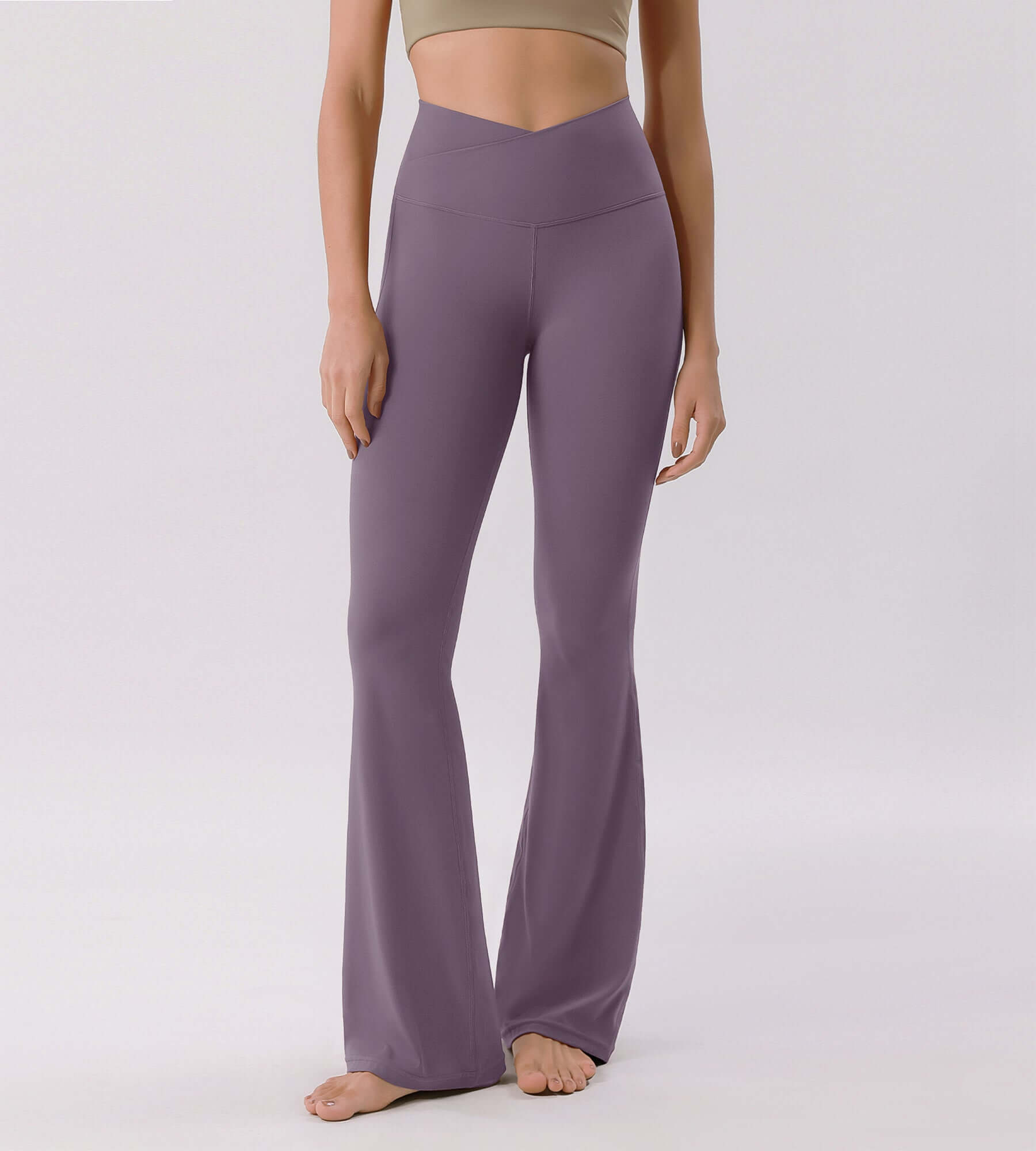 Cloud Feeling 30" Crossover High Waist Flared Pants - ododos