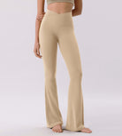Cloud Feeling 30" Crossover High Waist Flared Pants - ododos