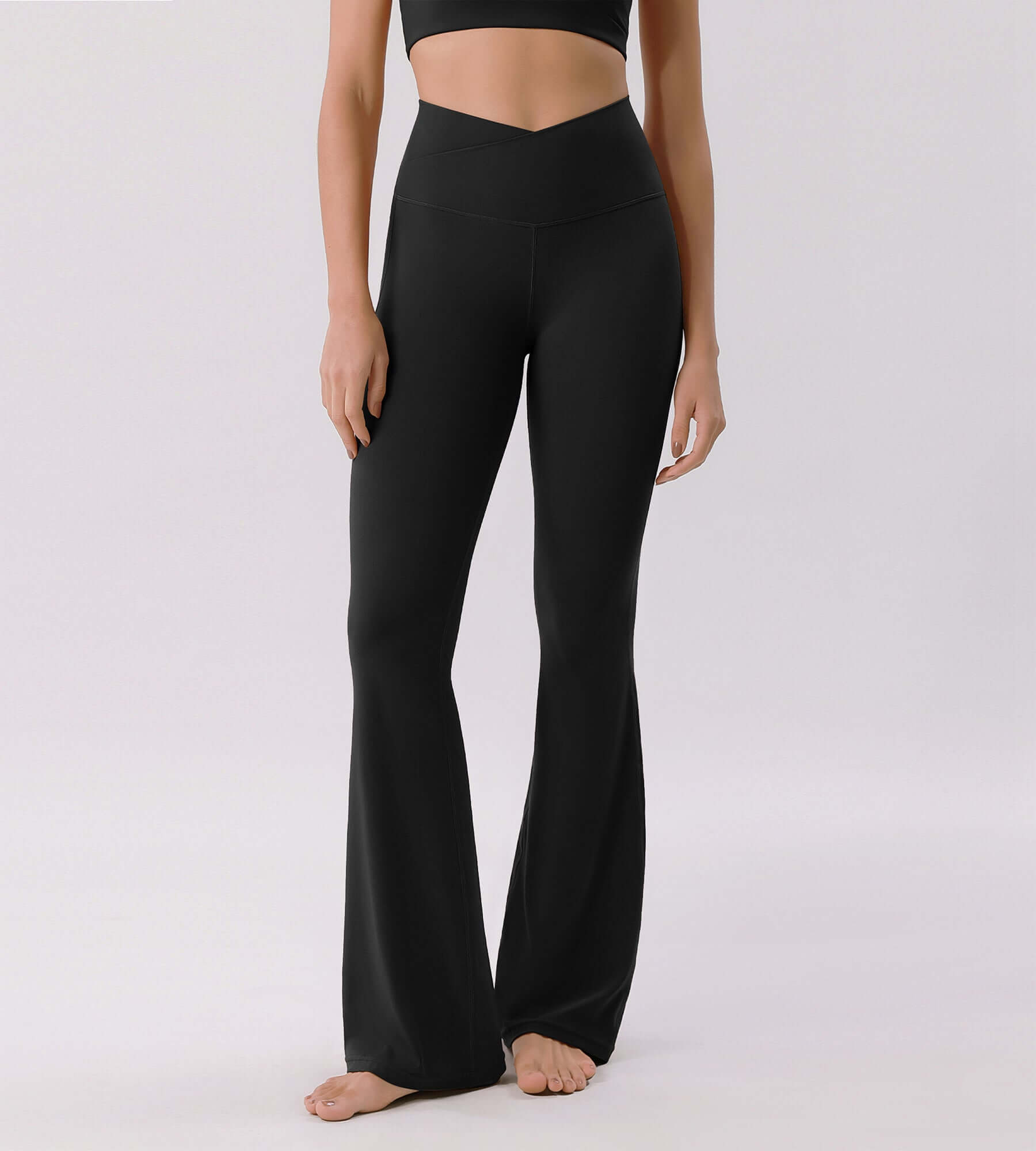 Cloud Feeling 30" Crossover High Waist Flared Pants - ododos