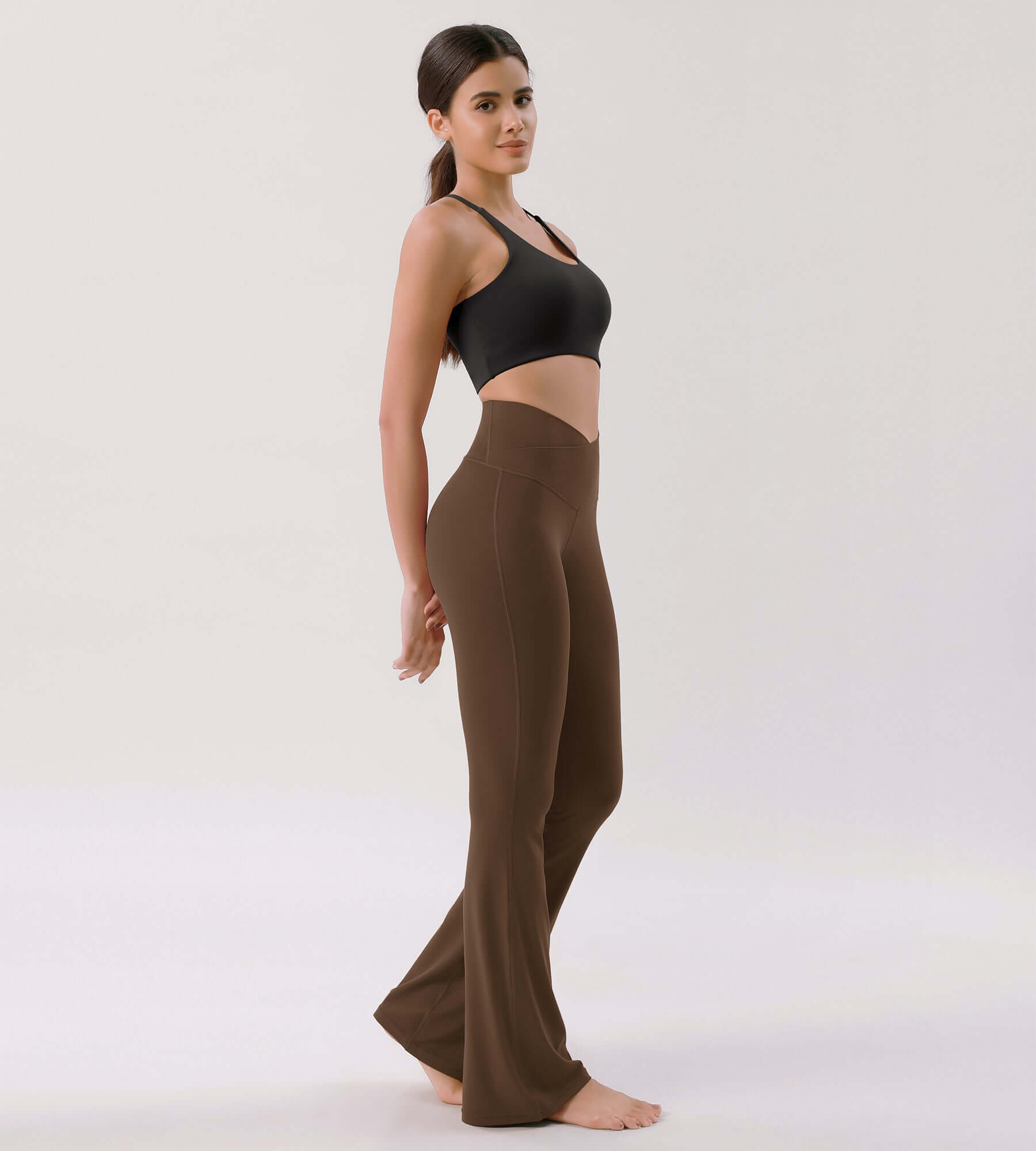 Cloud Feeling 30" Crossover High Waist Flared Pants - ododos