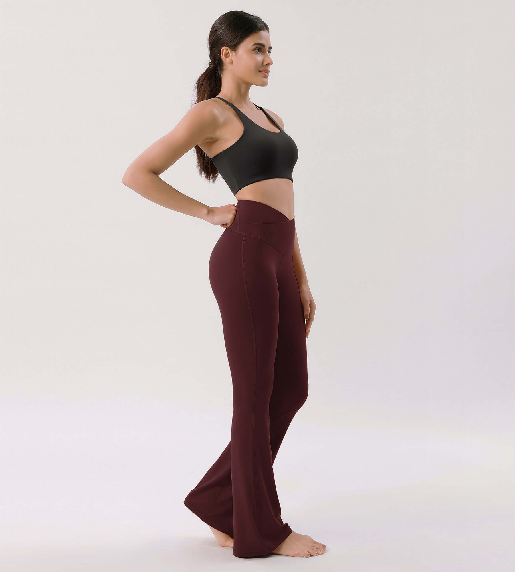 Cloud Feeling 30" Crossover High Waist Flared Pants - ododos