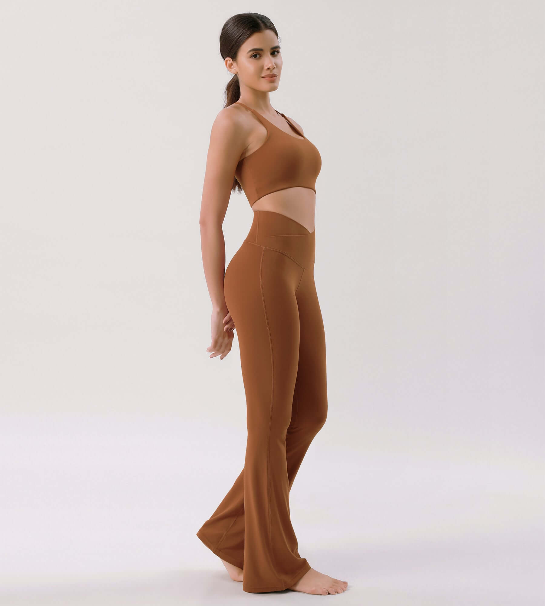 Cloud Feeling 30" Crossover High Waist Flared Pants - ododos