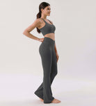 Cloud Feeling 30" Crossover High Waist Flared Pants - ododos