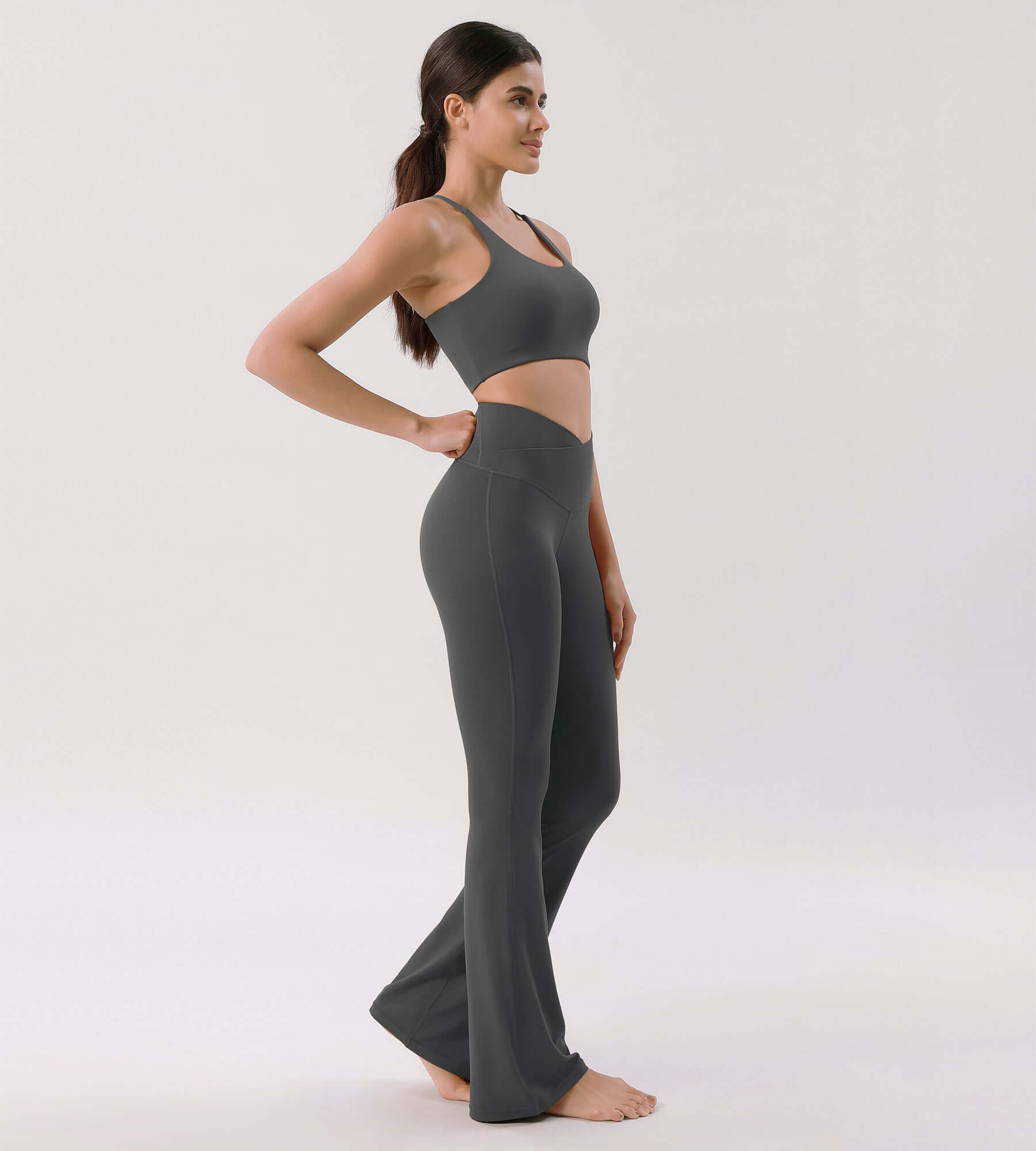Cloud Feeling 30" Crossover High Waist Flared Pants - ododos