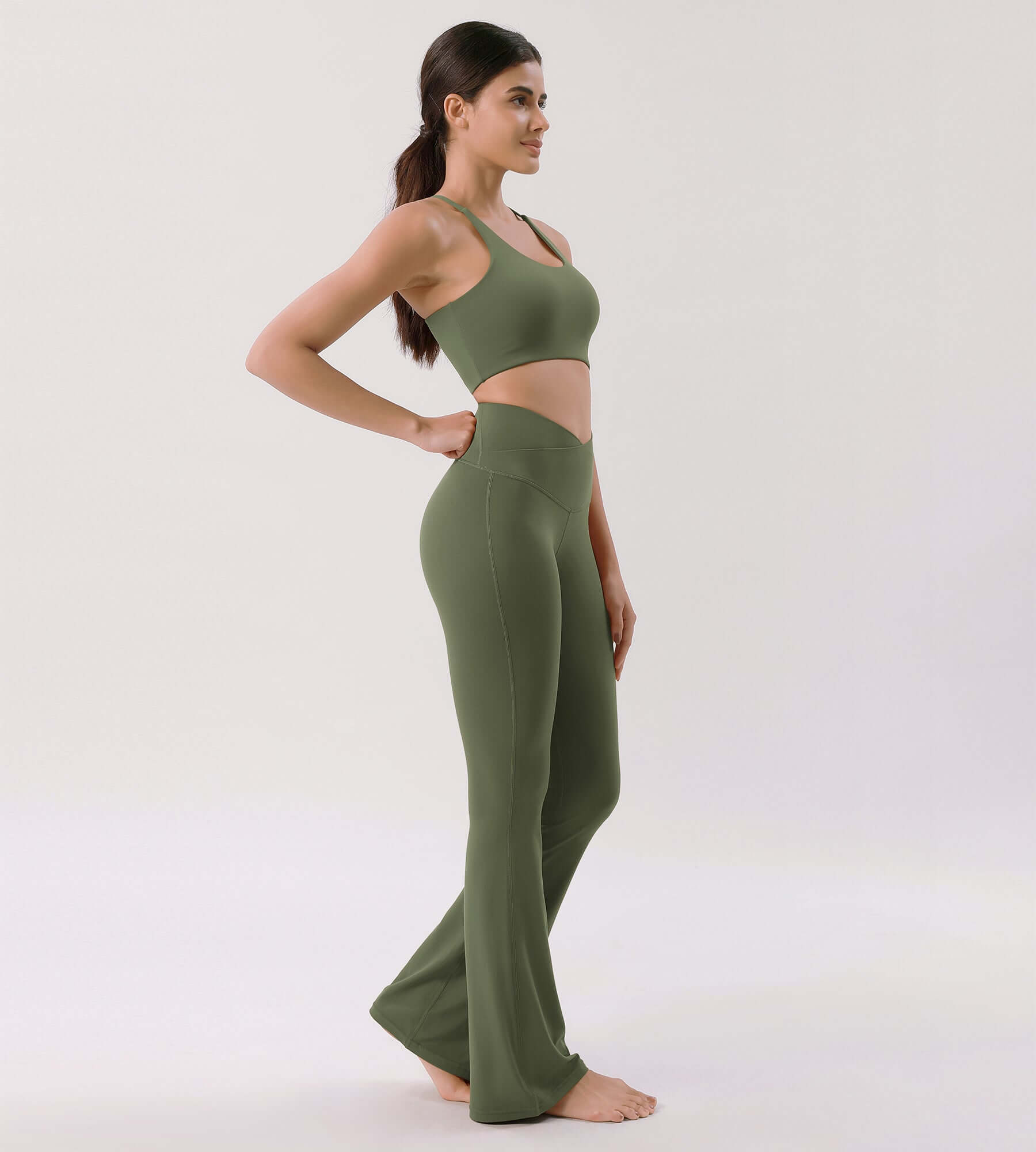 Cloud Feeling 30" Crossover High Waist Flared Pants - ododos
