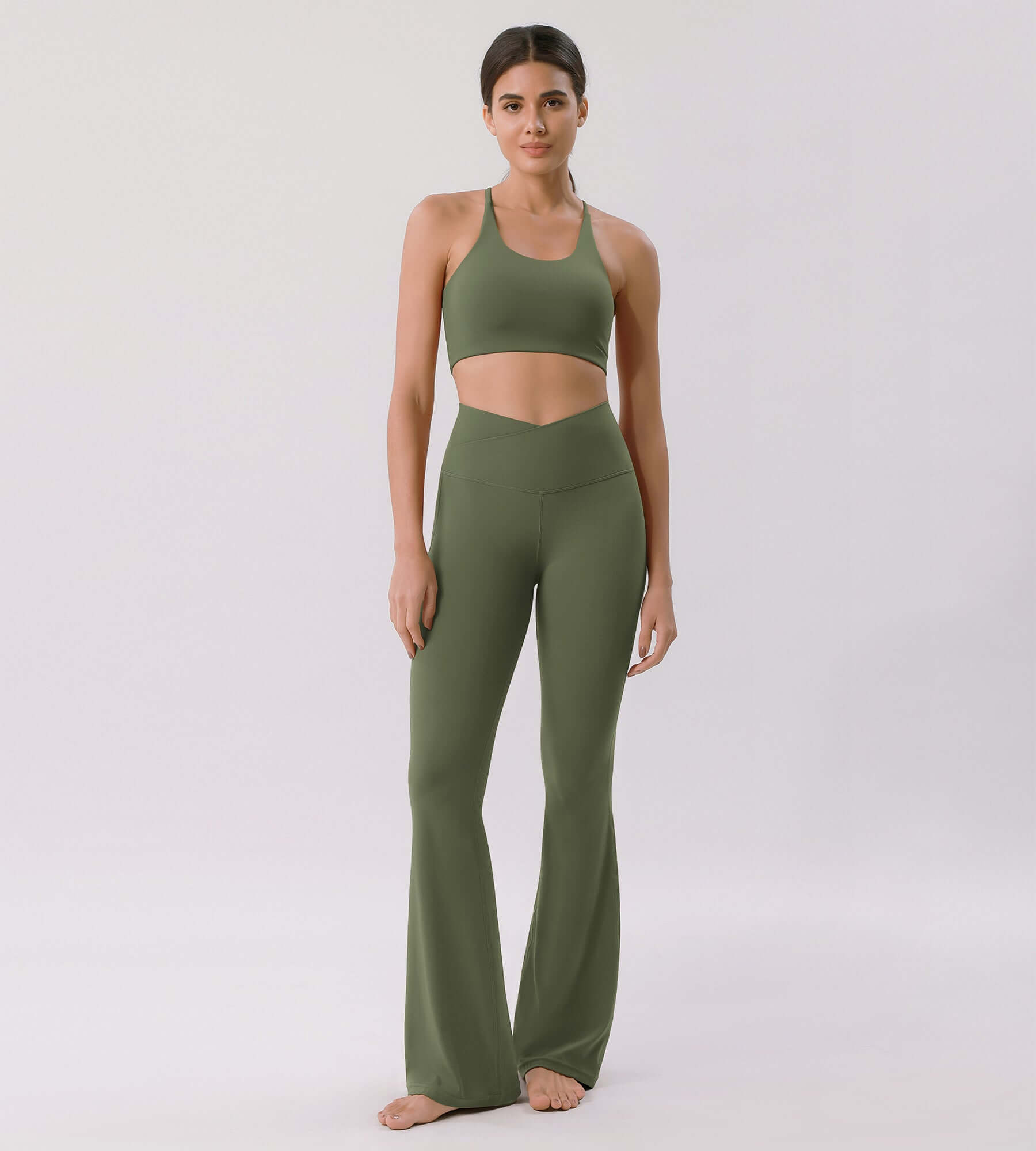 Cloud Feeling 30" Crossover High Waist Flared Pants - ododos