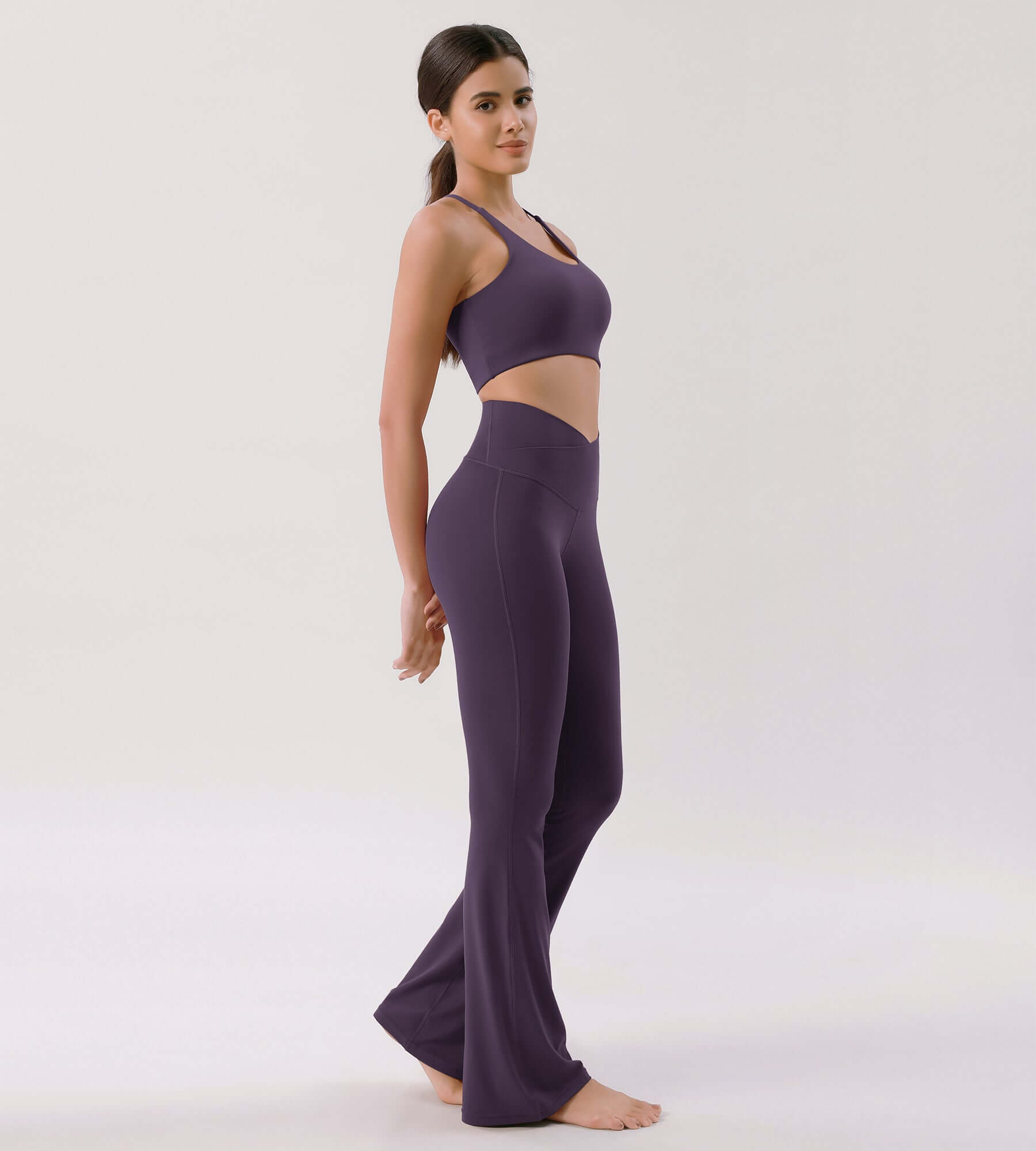 Cloud Feeling 30" Crossover High Waist Flared Pants - ododos