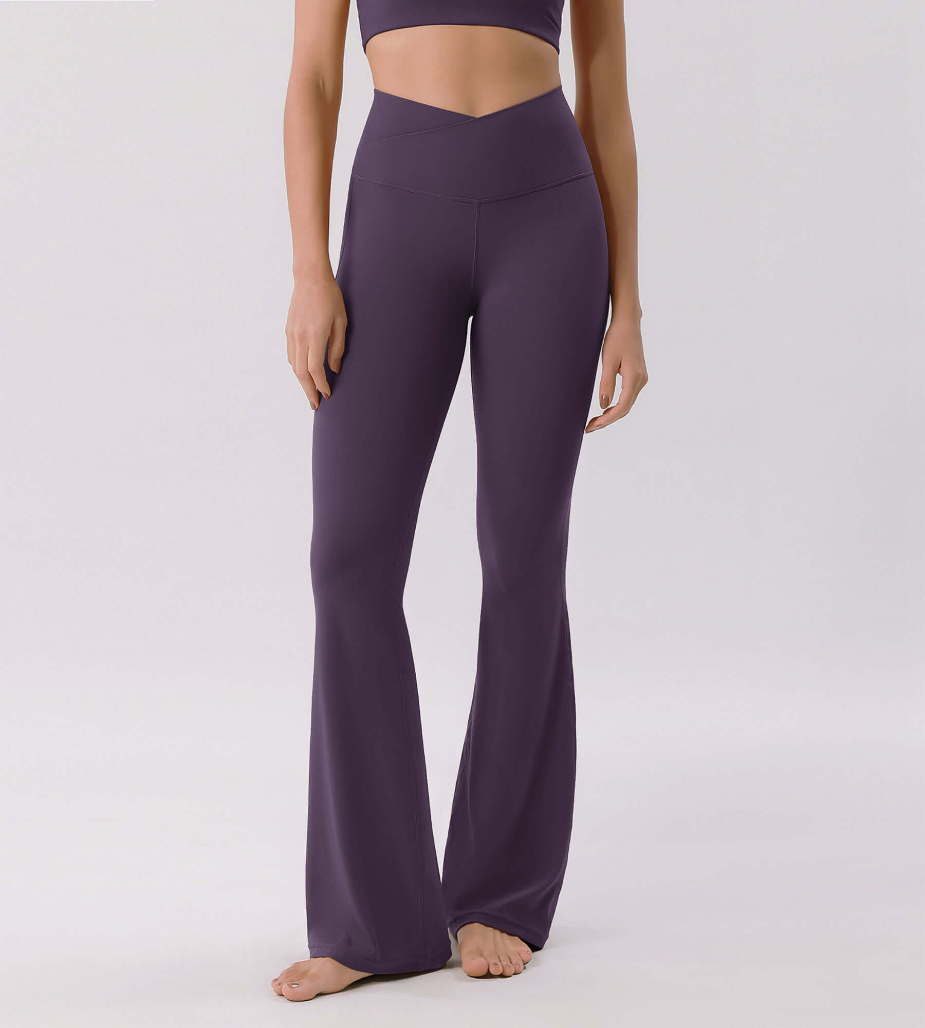 Cloud Feeling 30" Crossover High Waist Flared Pants - ododos