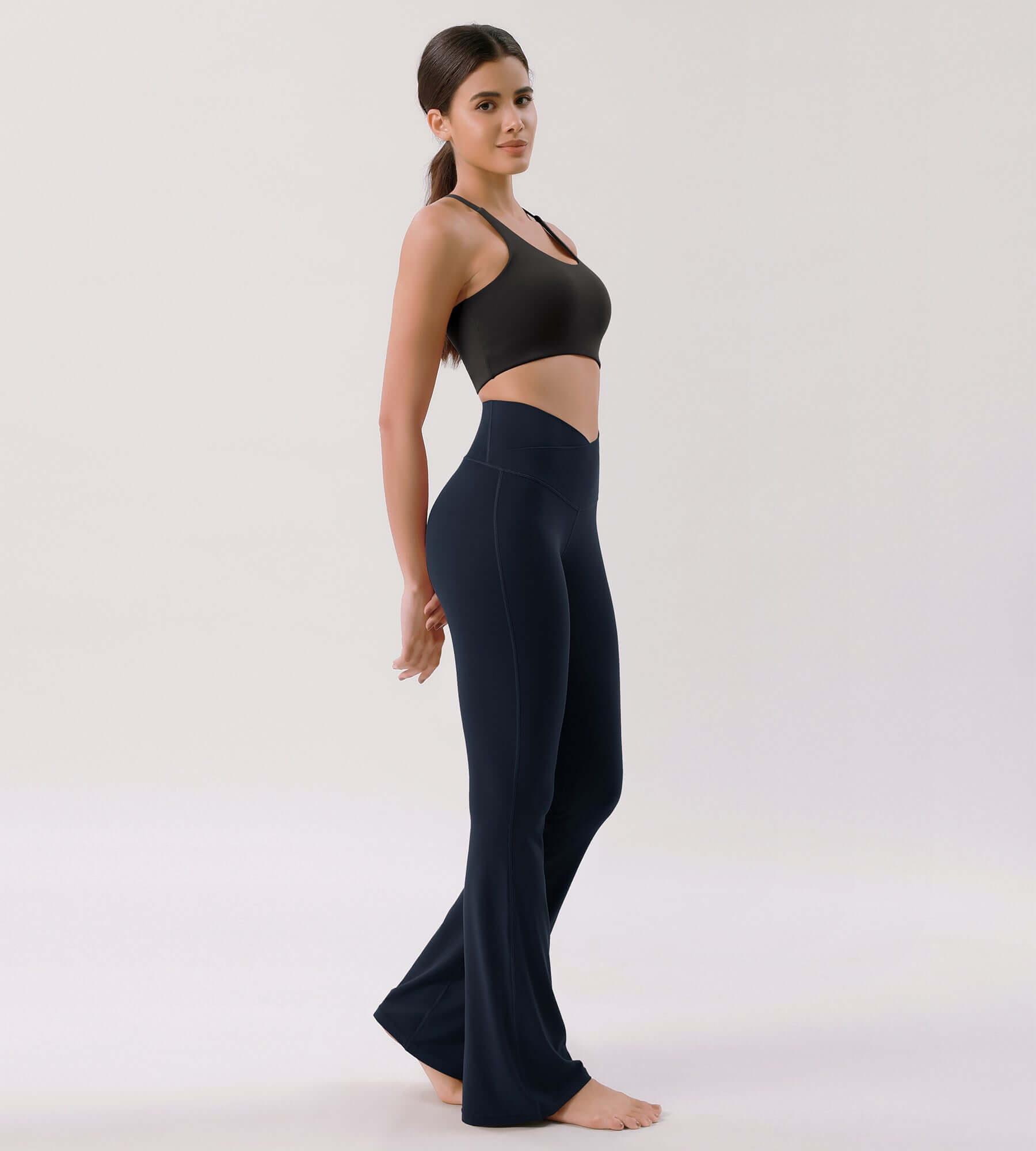 Cloud Feeling 30" Crossover High Waist Flared Pants - ododos