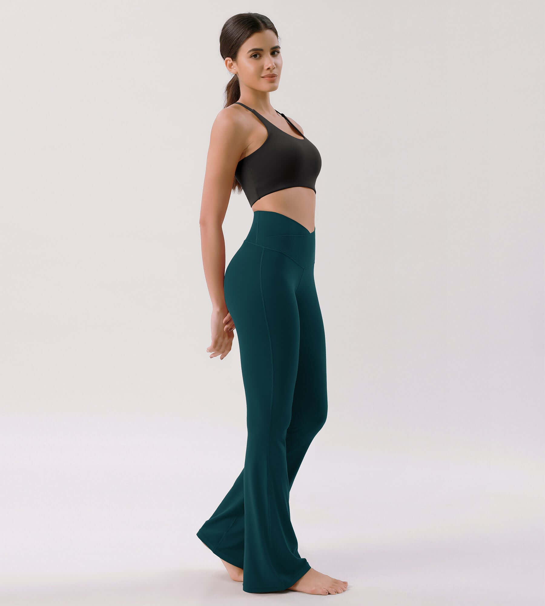 Cloud Feeling 30" Crossover High Waist Flared Pants - ododos