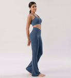 Cloud Feeling 30" Crossover High Waist Flared Pants Ink Blue - ododos