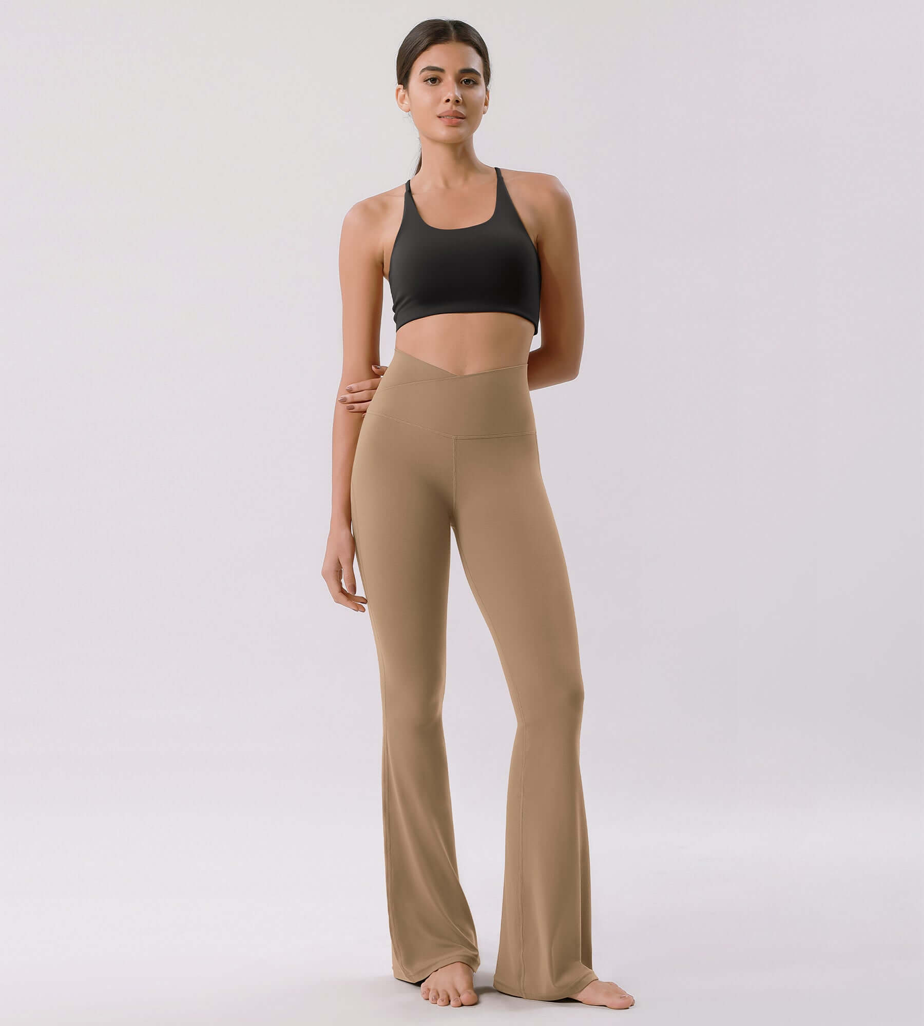 Cloud Feeling 30" Crossover High Waist Flared Pants - ododos