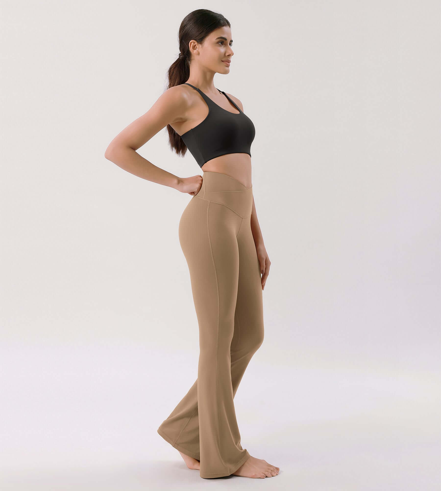Cloud Feeling 30" Crossover High Waist Flared Pants - ododos
