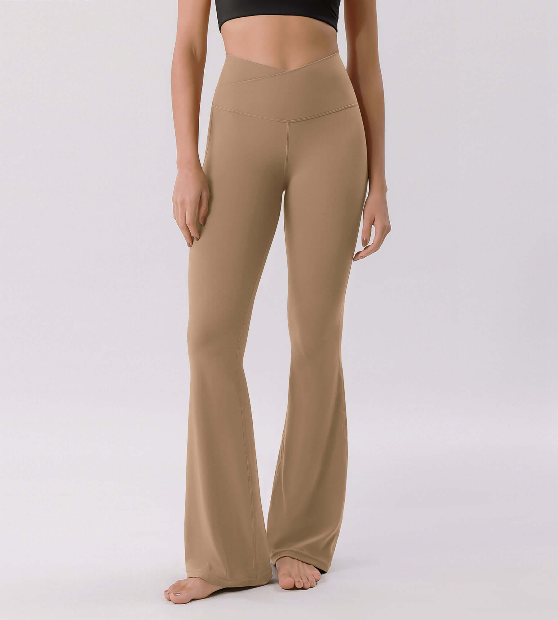 Cloud Feeling 30" Crossover High Waist Flared Pants - ododos
