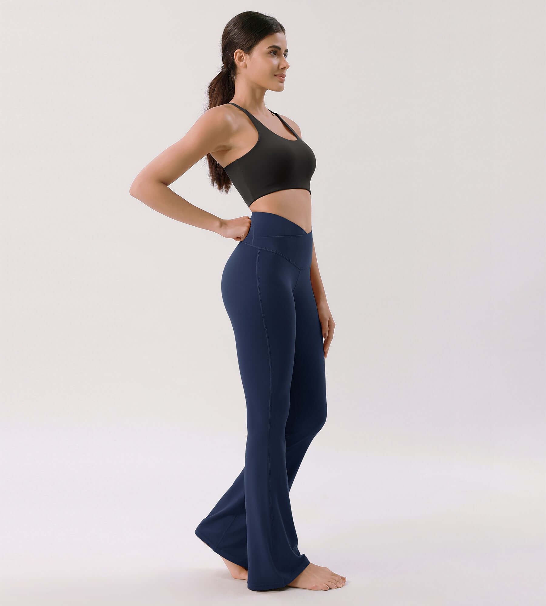 Cloud Feeling 30" Crossover High Waist Flared Pants - ododos