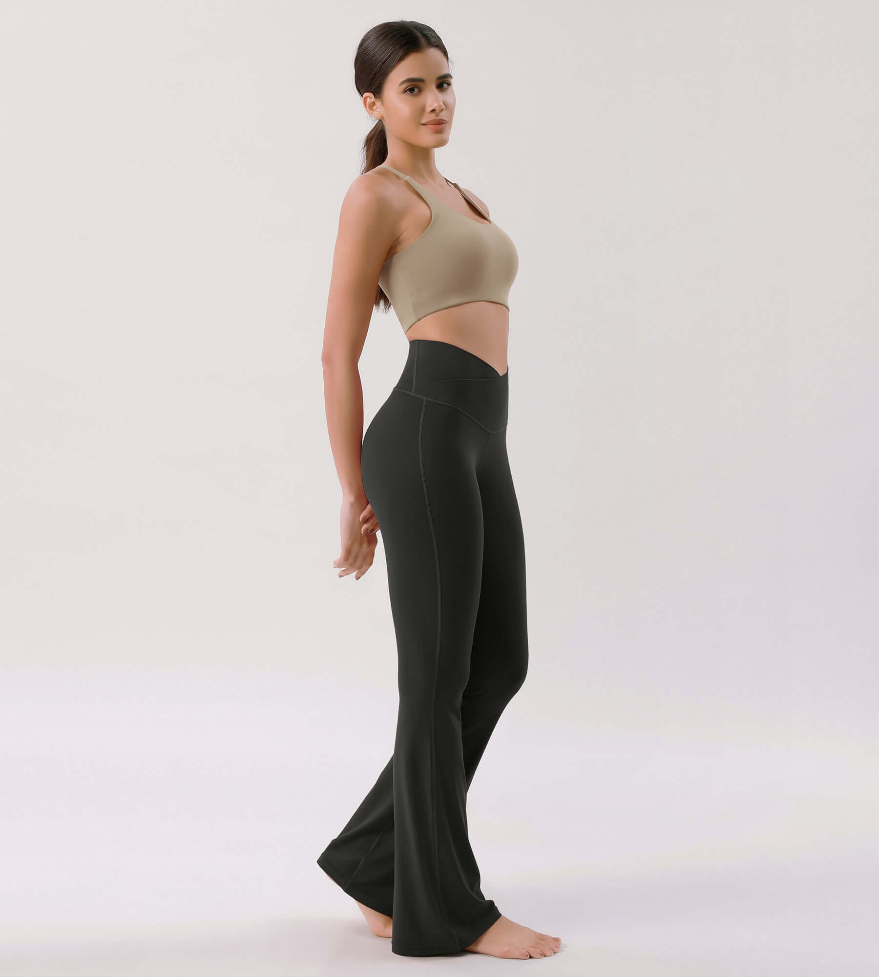 Cloud Feeling 30" Crossover High Waist Flared Pants - ododos
