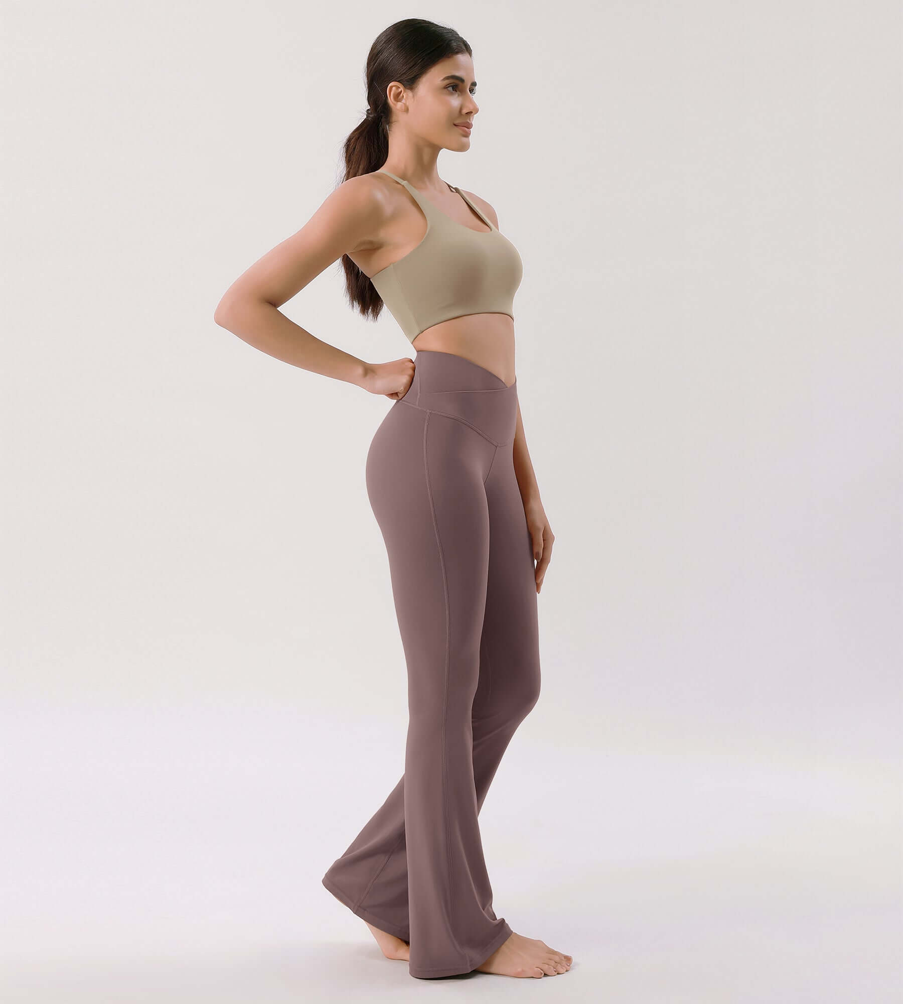 Cloud Feeling 30" Crossover High Waist Flared Pants - ododos