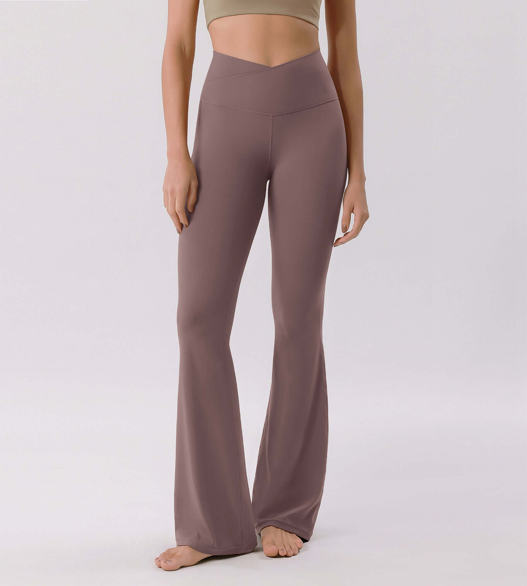 Cloud Feeling 30" Crossover High Waist Flared Pants - ododos