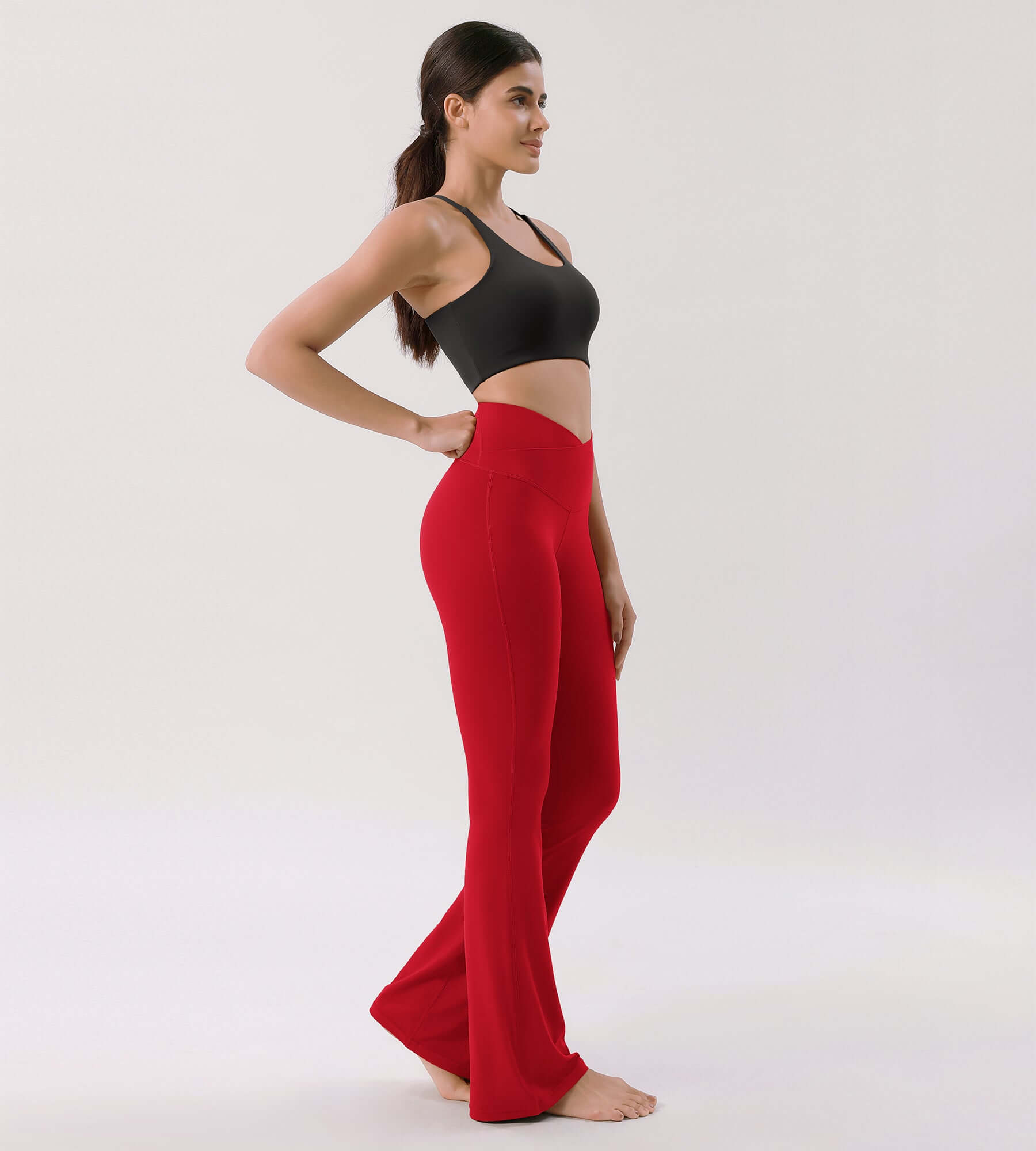 Cloud Feeling 30" Crossover High Waist Flared Pants - ododos