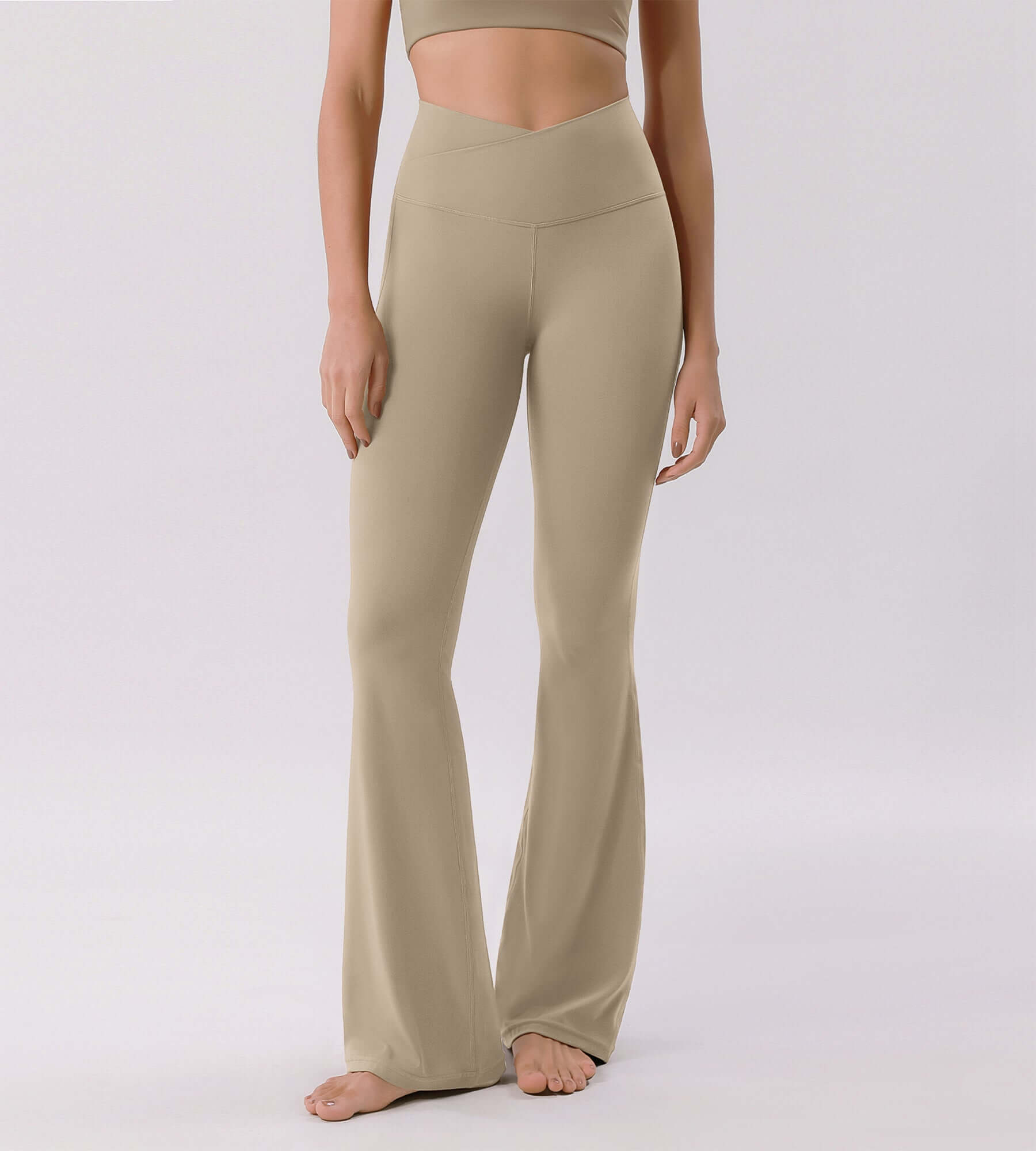 Cloud Feeling 30" Crossover High Waist Flared Pants - ododos