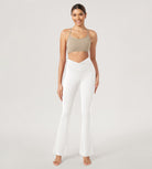 29” Cross Waist Sports Flare Yoga Pants White - ododos