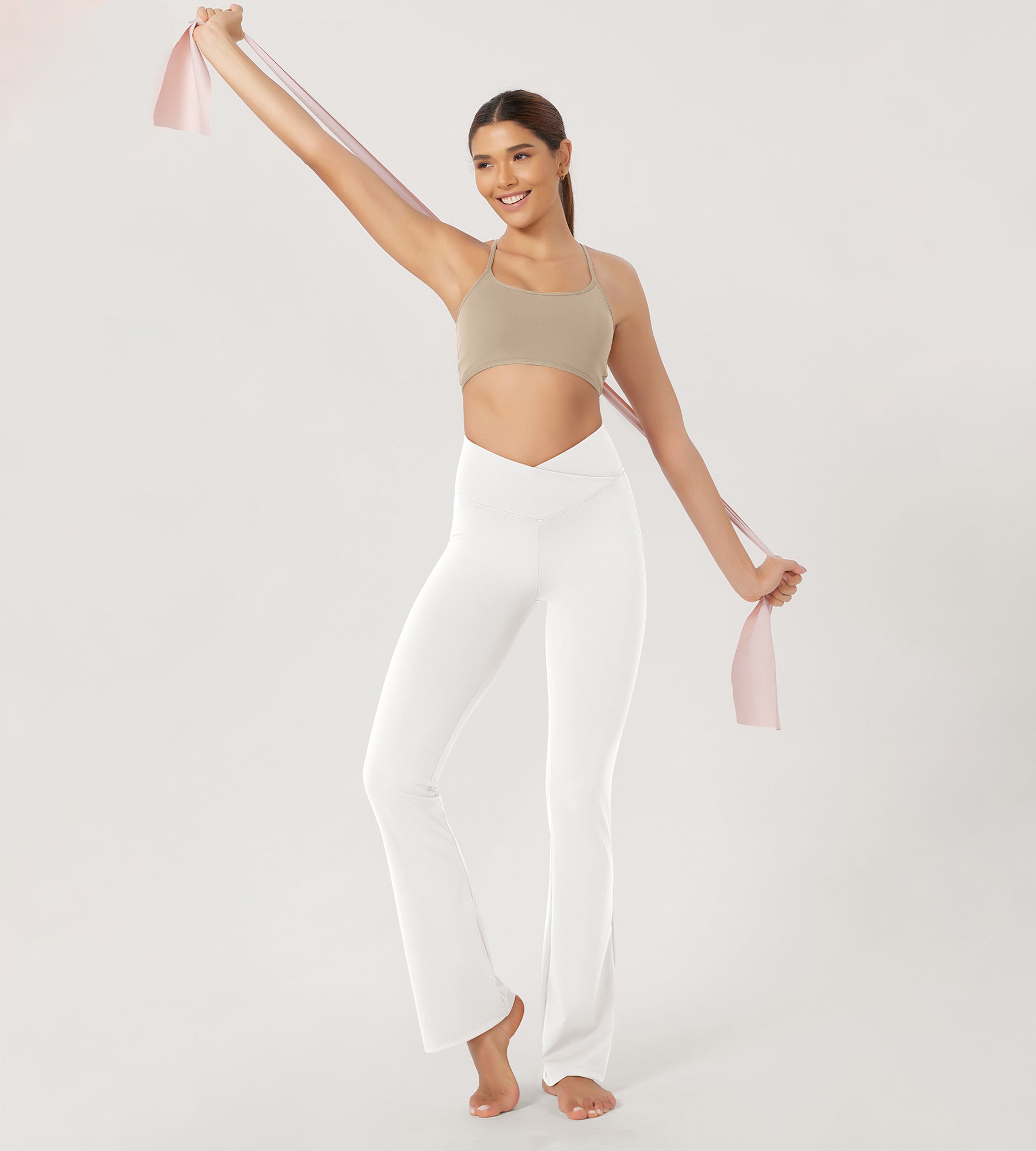 29” Cross Waist Sports Flare Yoga Pants - ododos