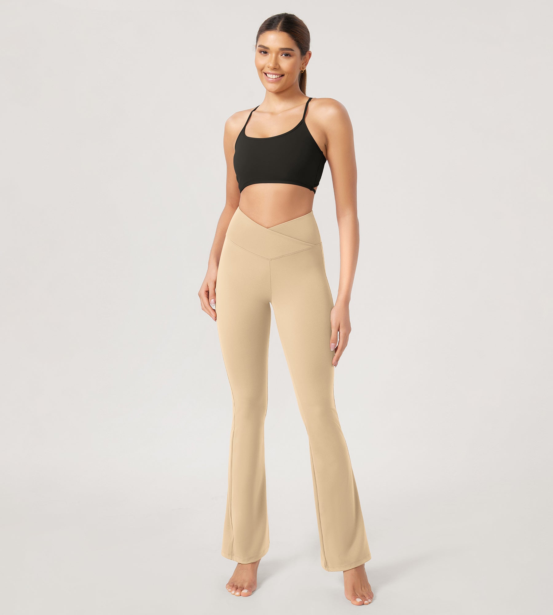 29” Cross Waist Sports Flare Yoga Pants - ododos