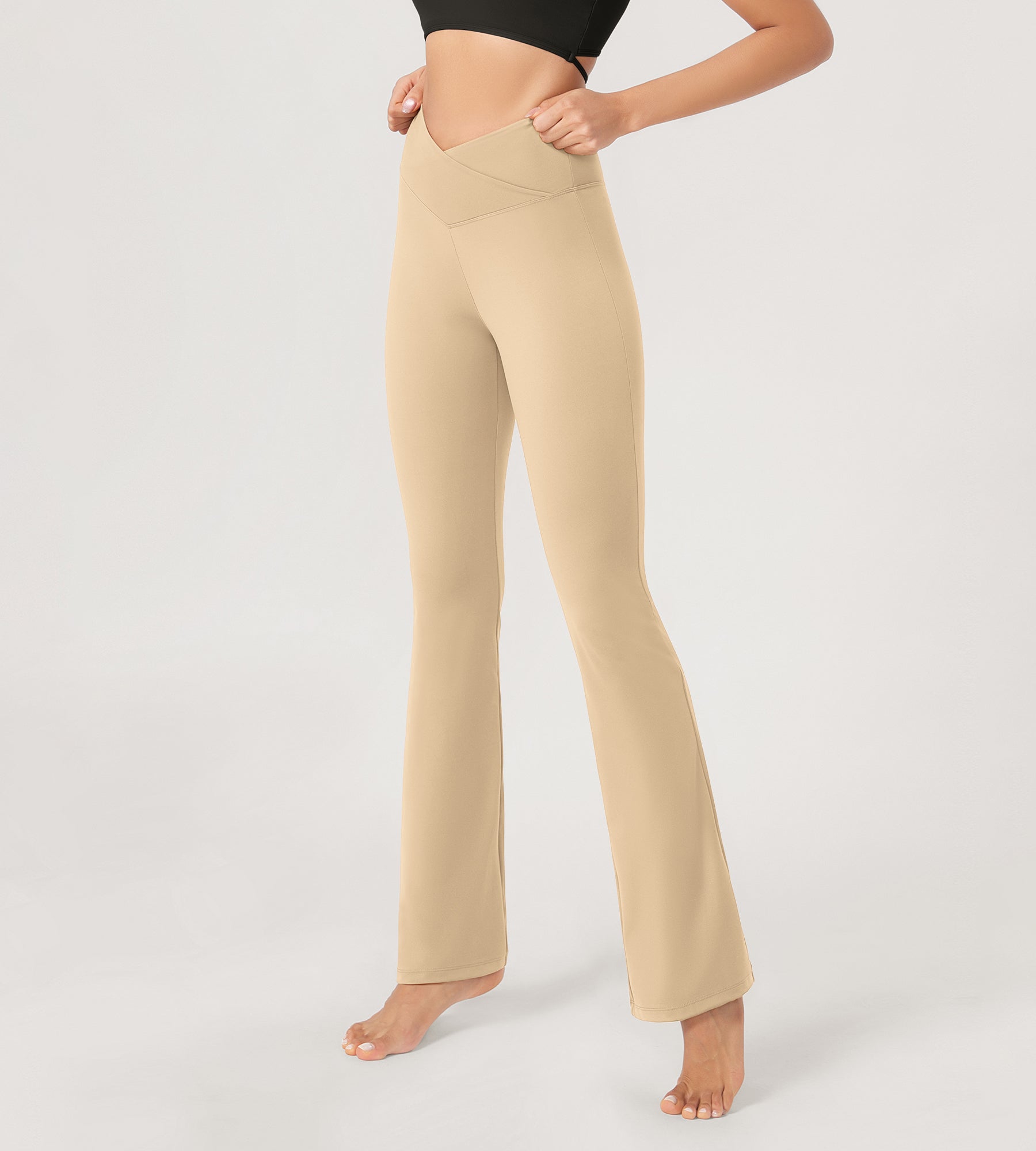 29” Cross Waist Sports Flare Yoga Pants - ododos