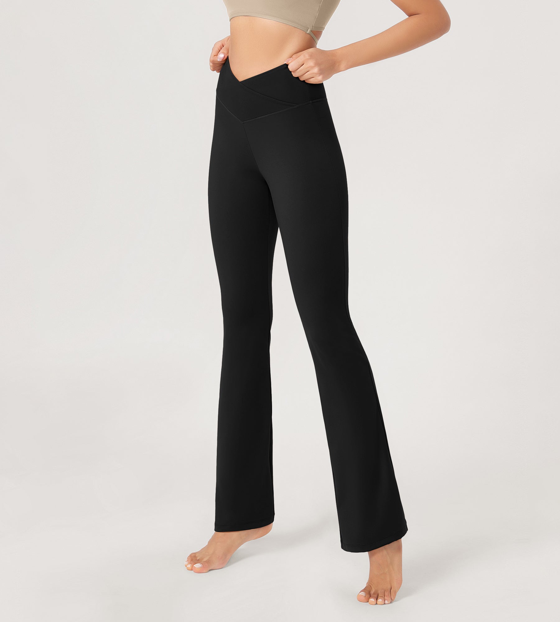 29” Cross Waist Sports Flare Yoga Pants - ododos
