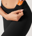 29” Cross Waist Sports Flare Yoga Pants - ododos