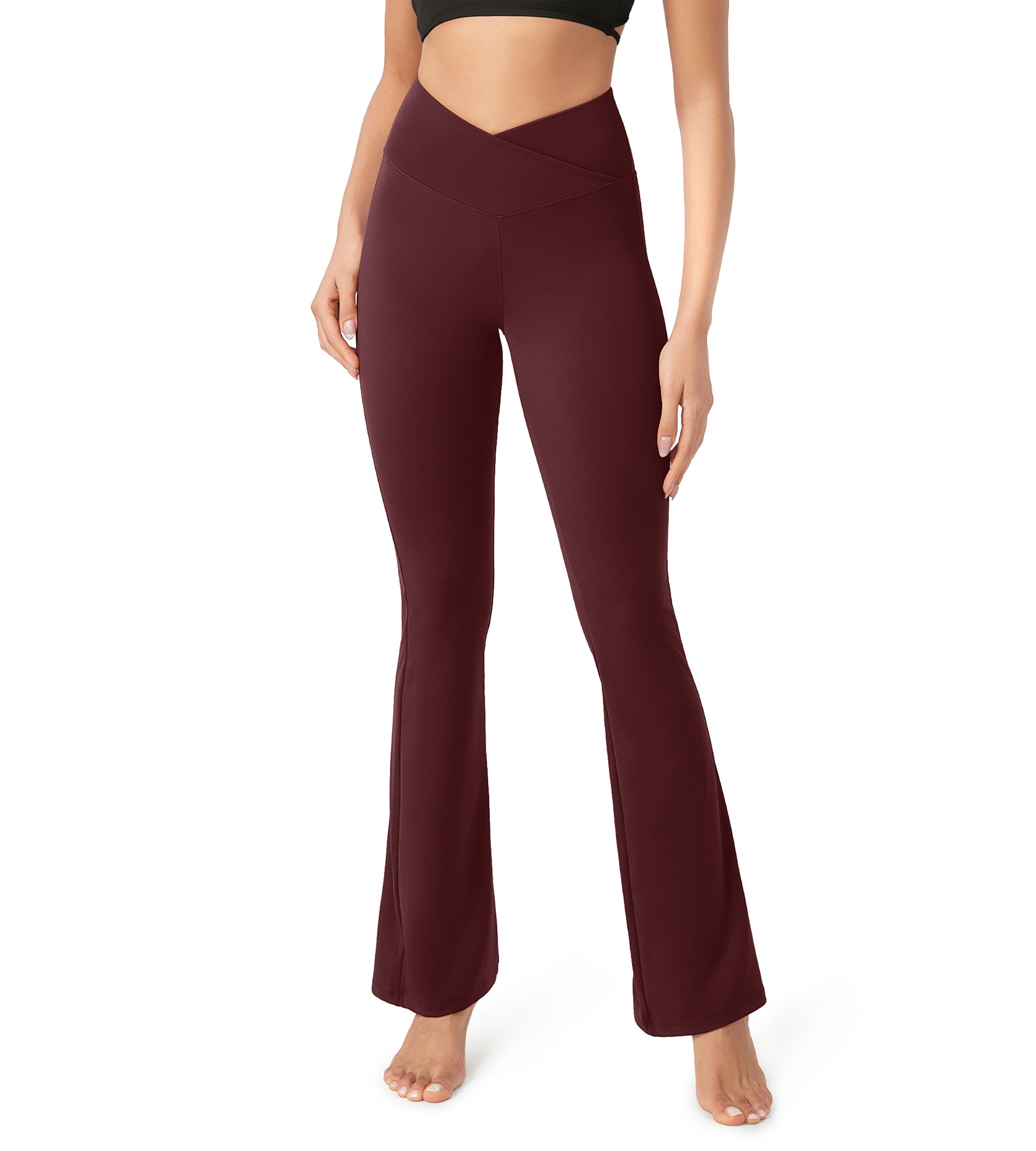 31” Cross Waist Workout Yoga Flare Pants - ododos