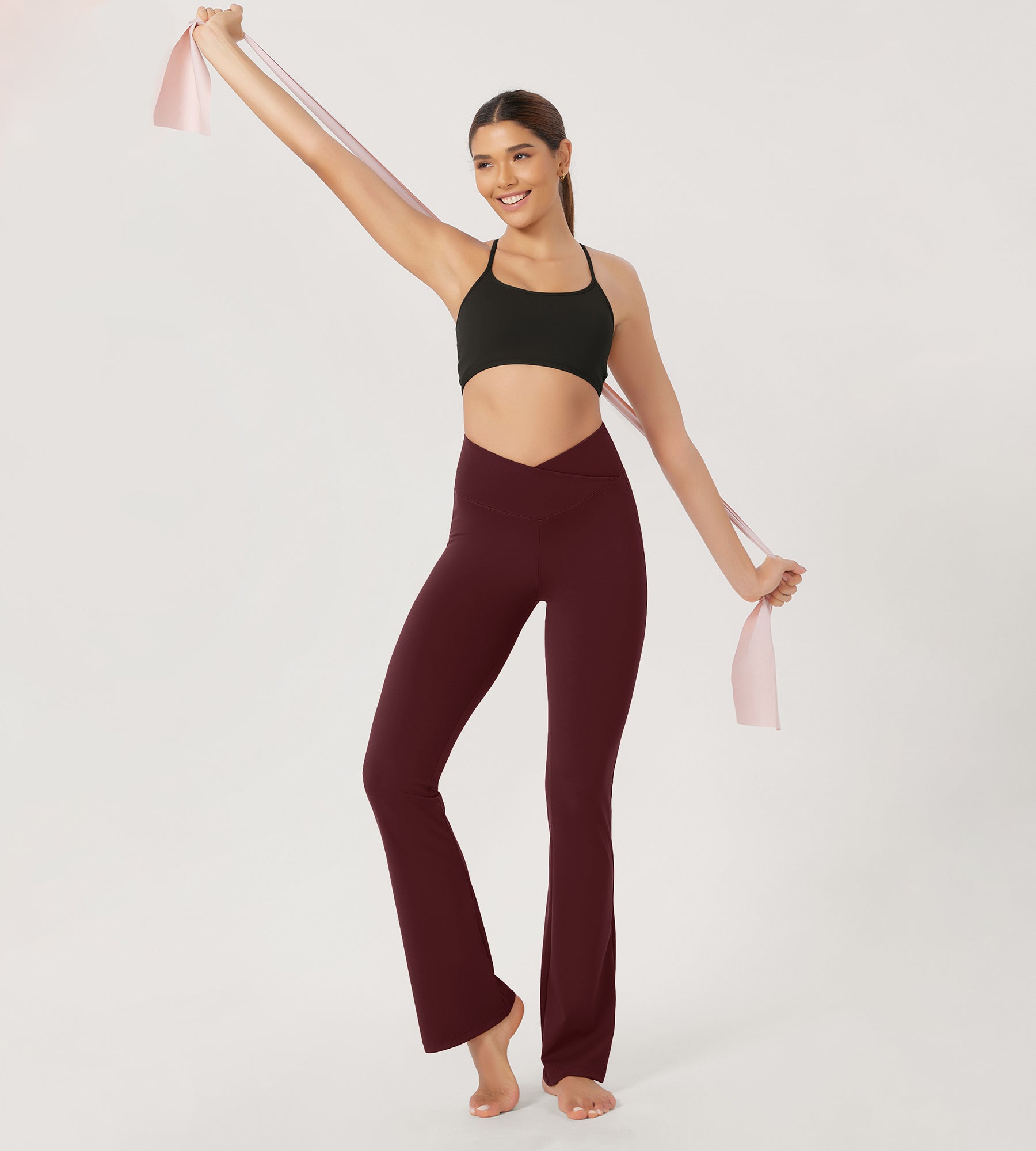 29” Cross Waist Sports Flare Yoga Pants - ododos