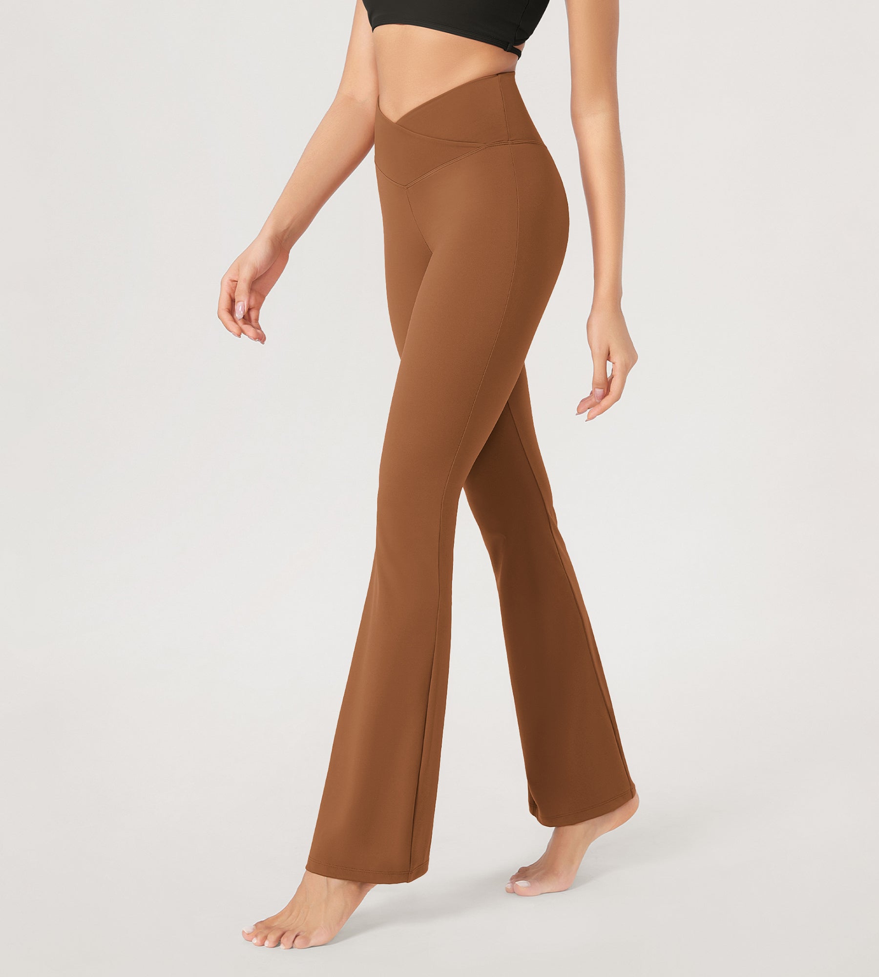 29” Cross Waist Sports Flare Yoga Pants - ododos