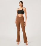 29” Cross Waist Sports Flare Yoga Pants Caramel - ododos