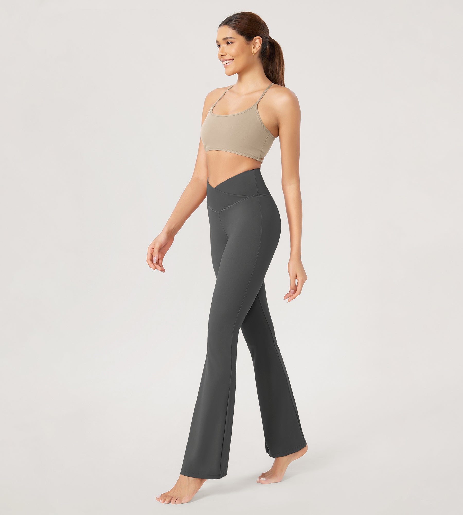 29” Cross Waist Sports Flare Yoga Pants - ododos