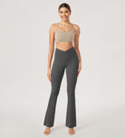 29” Cross Waist Sports Flare Yoga Pants Charcoal - ododos