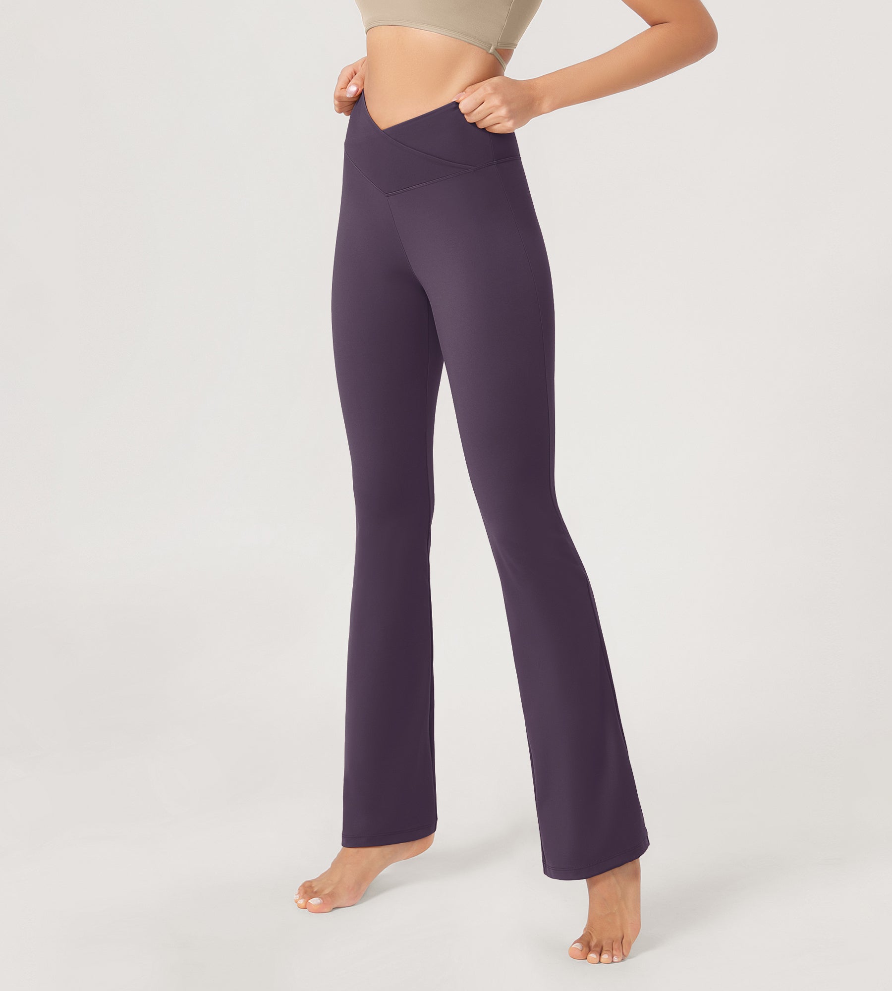29” Cross Waist Sports Flare Yoga Pants - ododos
