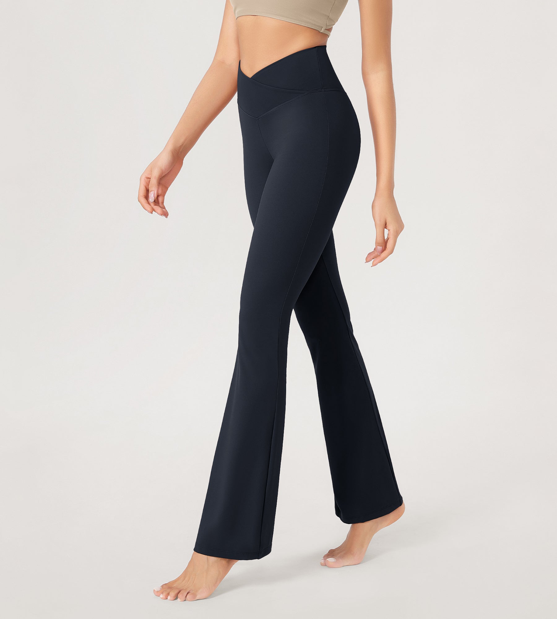 29” Cross Waist Sports Flare Yoga Pants - ododos