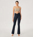 29” Cross Waist Sports Flare Yoga Pants Deep Navy - ododos