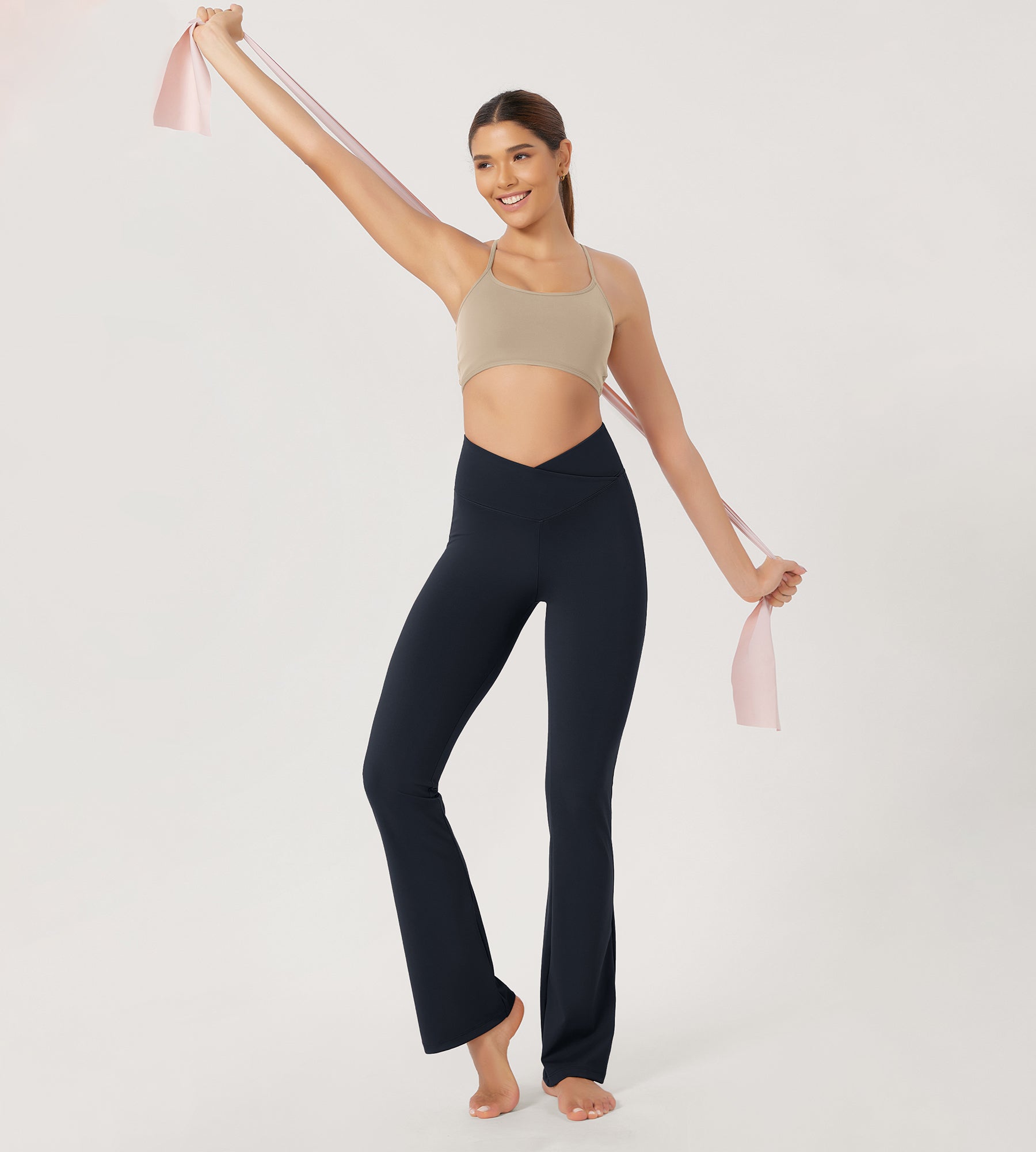 29” Cross Waist Sports Flare Yoga Pants - ododos