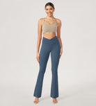 29” Cross Waist Sports Flare Yoga Pants Ink Blue - ododos