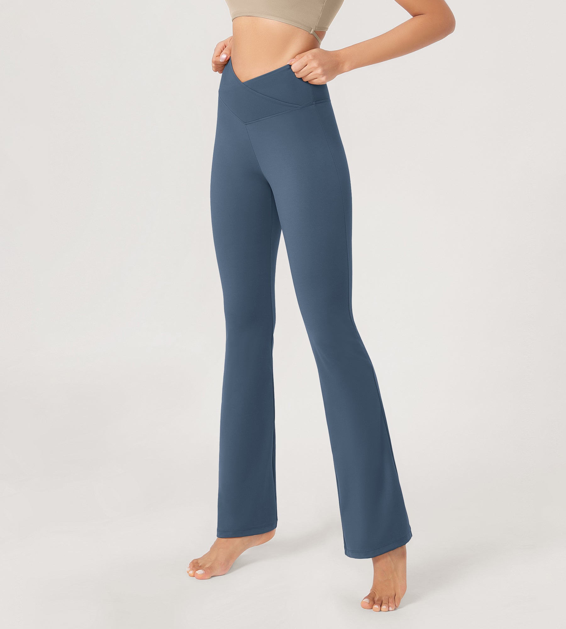 29” Cross Waist Sports Flare Yoga Pants - ododos