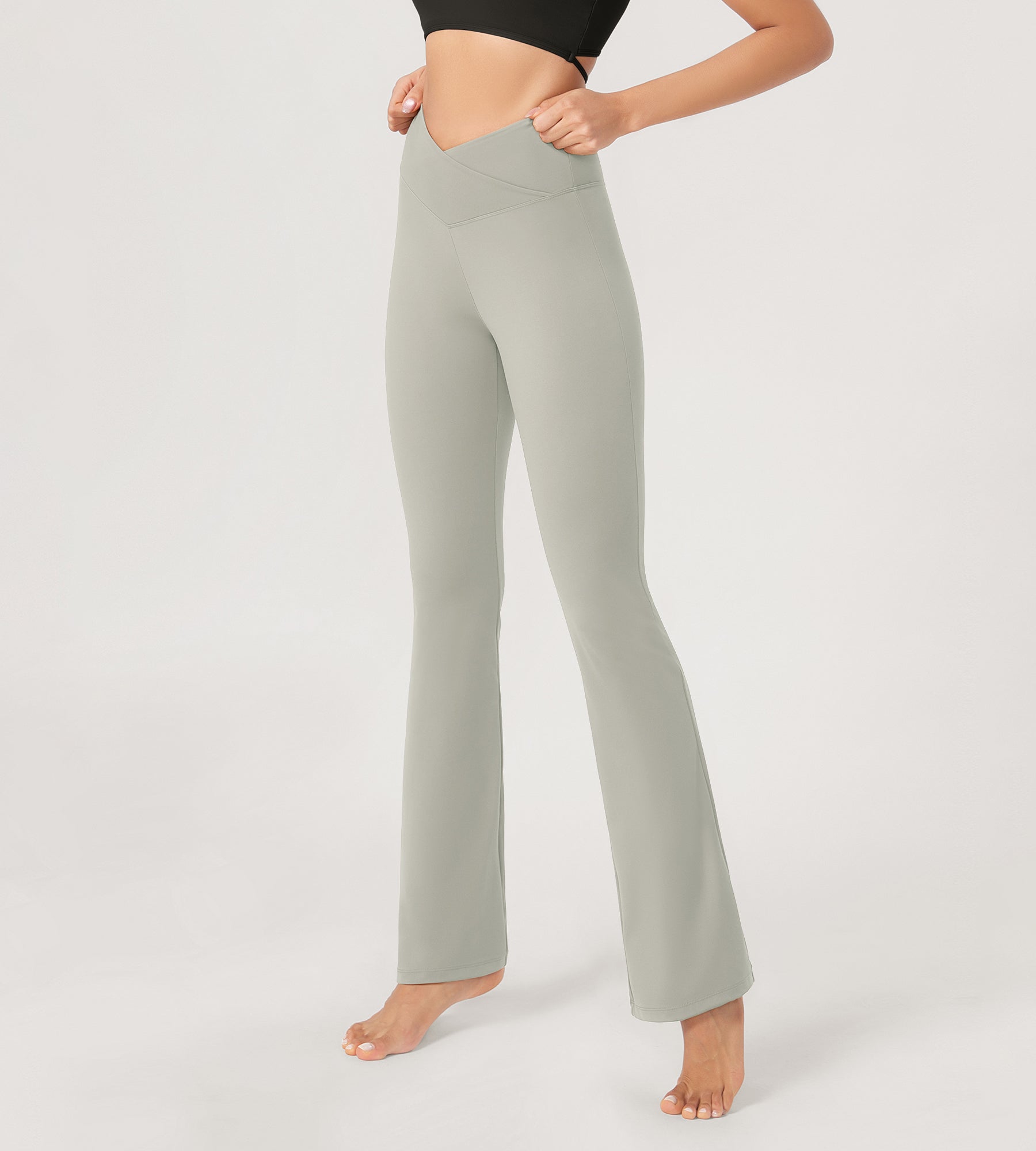 29” Cross Waist Sports Flare Yoga Pants - ododos