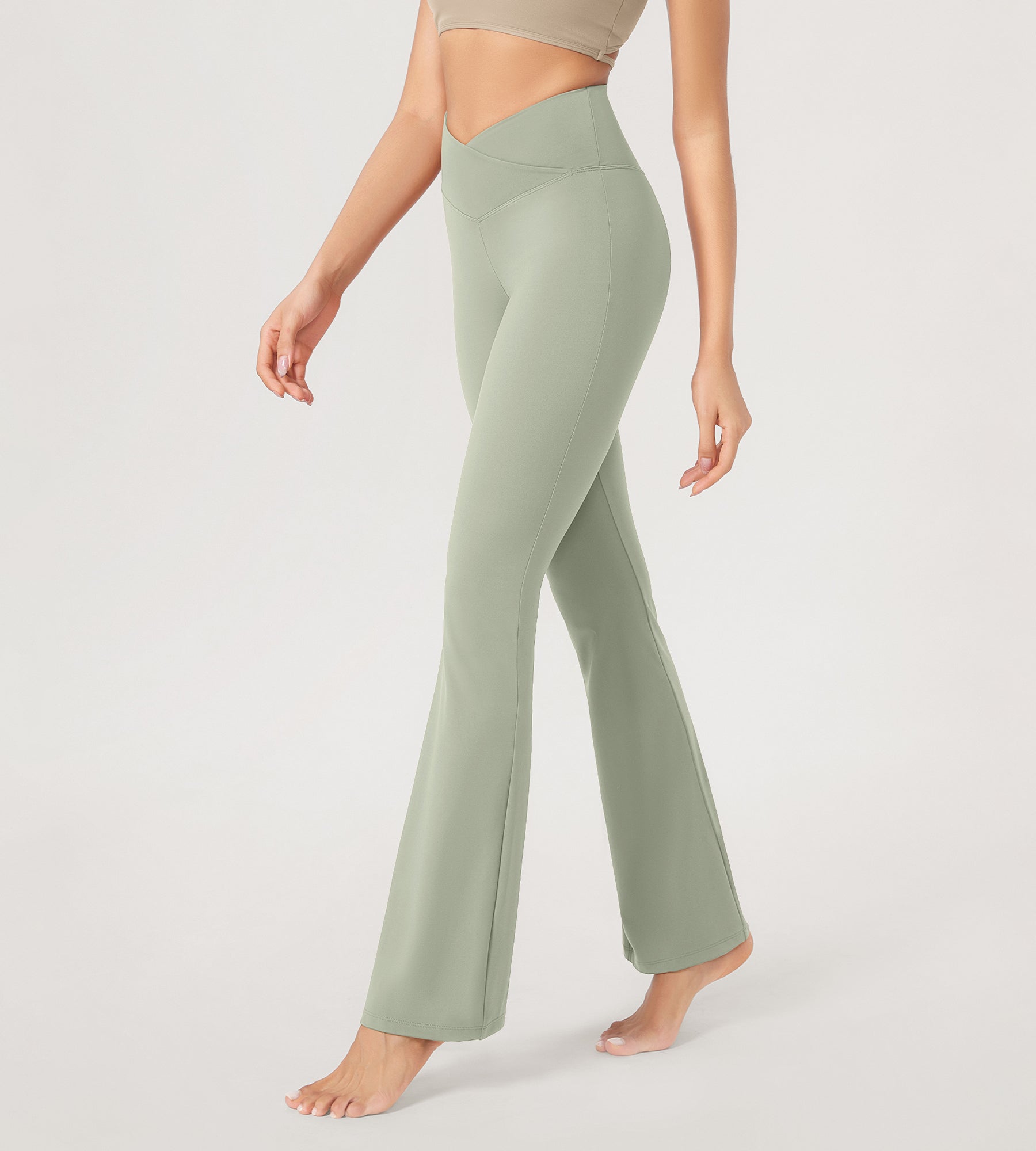 29” Cross Waist Sports Flare Yoga Pants - ododos