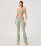 29” Cross Waist Sports Flare Yoga Pants Lime Stone - ododos